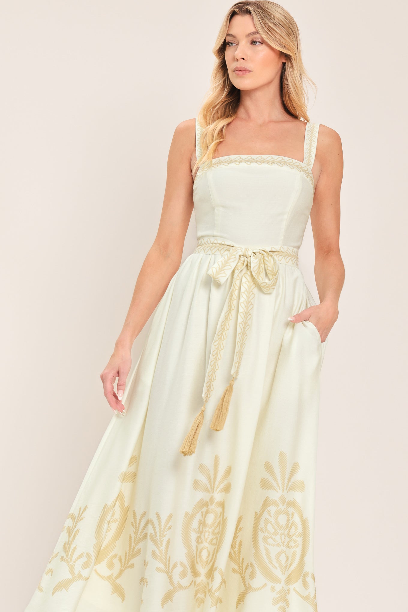 MOONLIT GARDEN WOVEN MIDI DRESS Flying Tomato