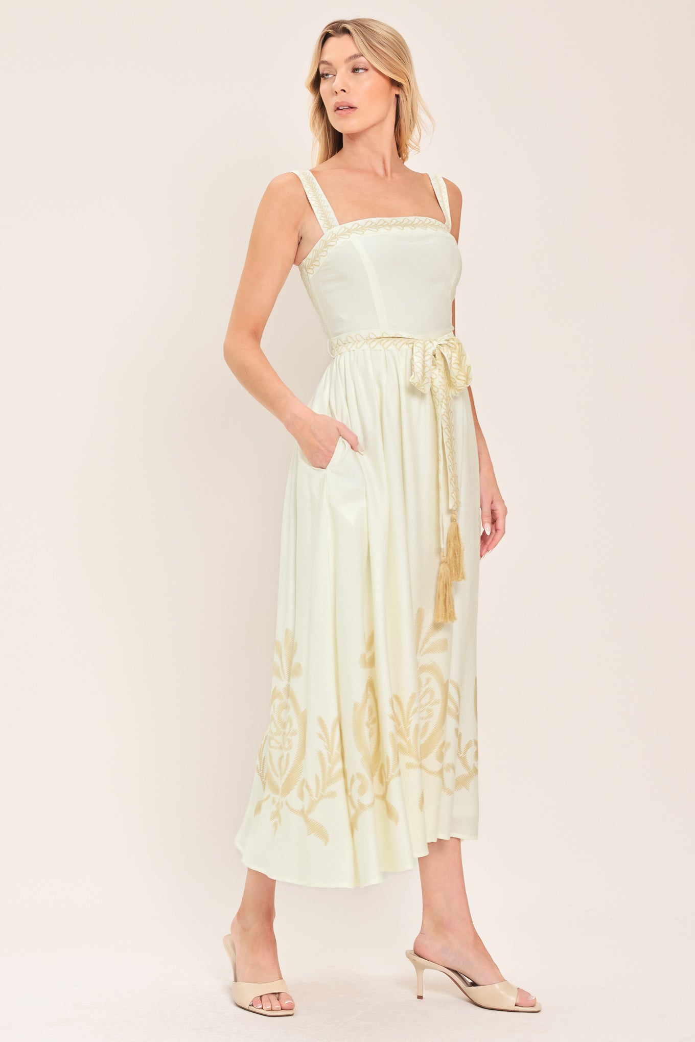 MOONLIT GARDEN WOVEN MIDI DRESS Flying Tomato