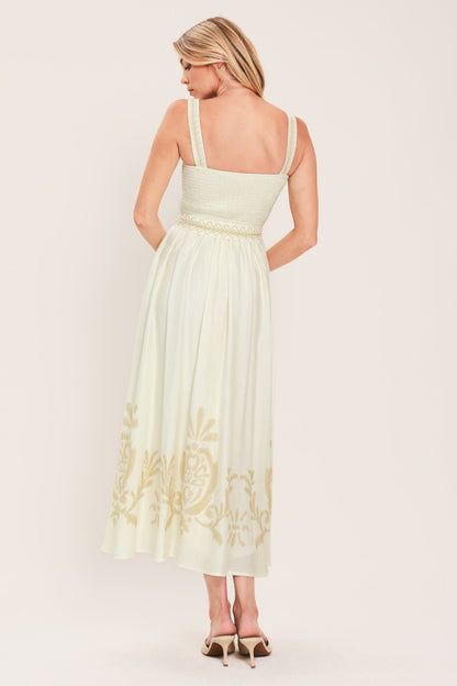 MOONLIT GARDEN WOVEN MIDI DRESS Flying Tomato