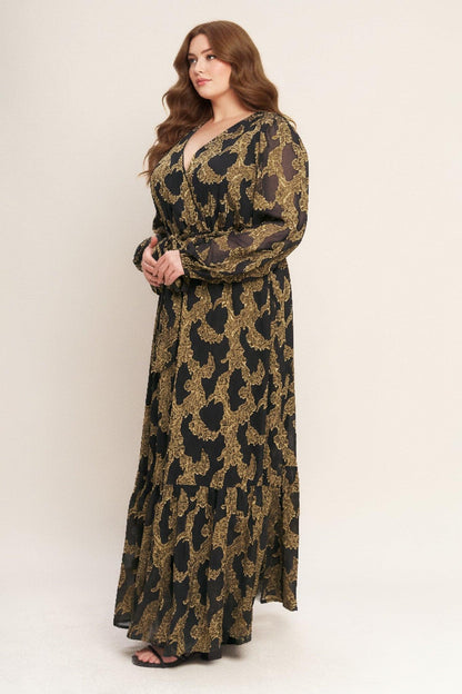 MIDNIGHT MOSS WOVEN JACQUARD MAXI DRESS Flying Tomato