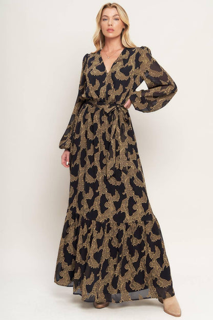 MIDNIGHT MOSS WOVEN JACQUARD MAXI DRESS Flying Tomato