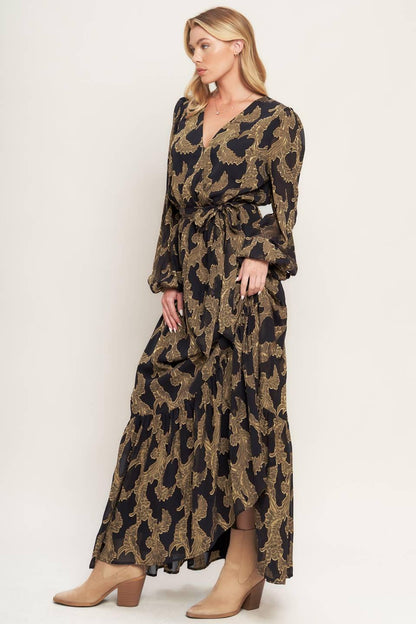 MIDNIGHT MOSS WOVEN JACQUARD MAXI DRESS Flying Tomato