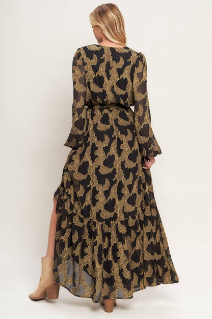 MIDNIGHT MOSS WOVEN JACQUARD MAXI DRESS Flying Tomato