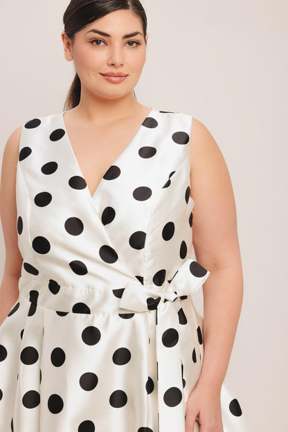 CAFÉ NOIR POLKA WOVEN MIDI DRESS Flying Tomato