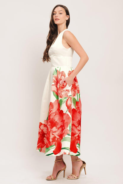 ROMANCE EDIT WOVEN MIDI DRESS Flying Tomato