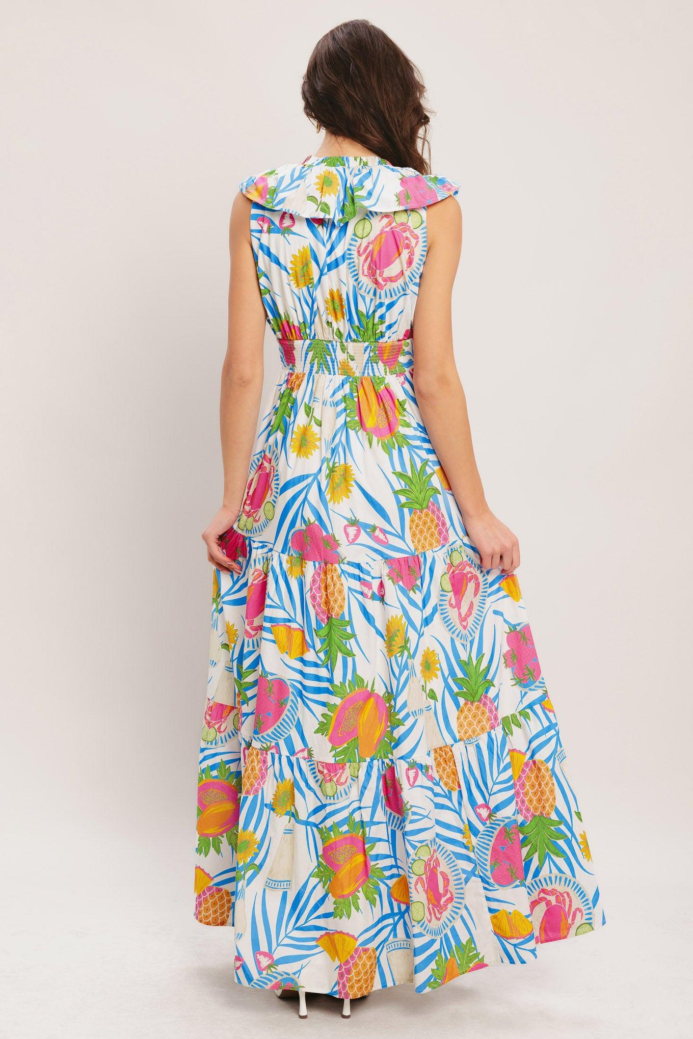 PINEAPPLE PARADISE WOVEN MAXI DRESS Flying Tomato