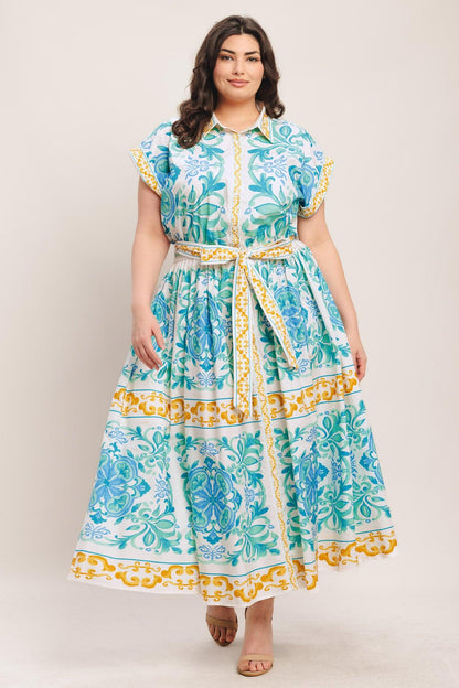 BLUE REGALIA WOVEN MIDI DRESS Flying Tomato