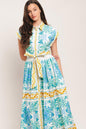 BLUE REGALIA WOVEN MIDI DRESS Flying Tomato