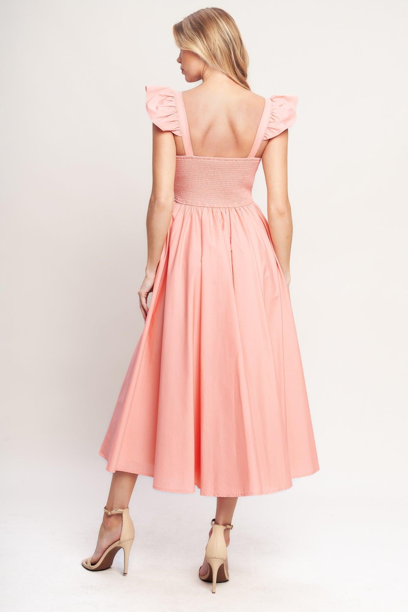 BLUSHED WITH LOVE WOVEN MIDI DRESS Flying Tomato