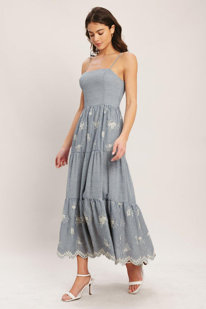 SALT AIR STRIPE WOVEN MIDI DRESS Flying Tomato
