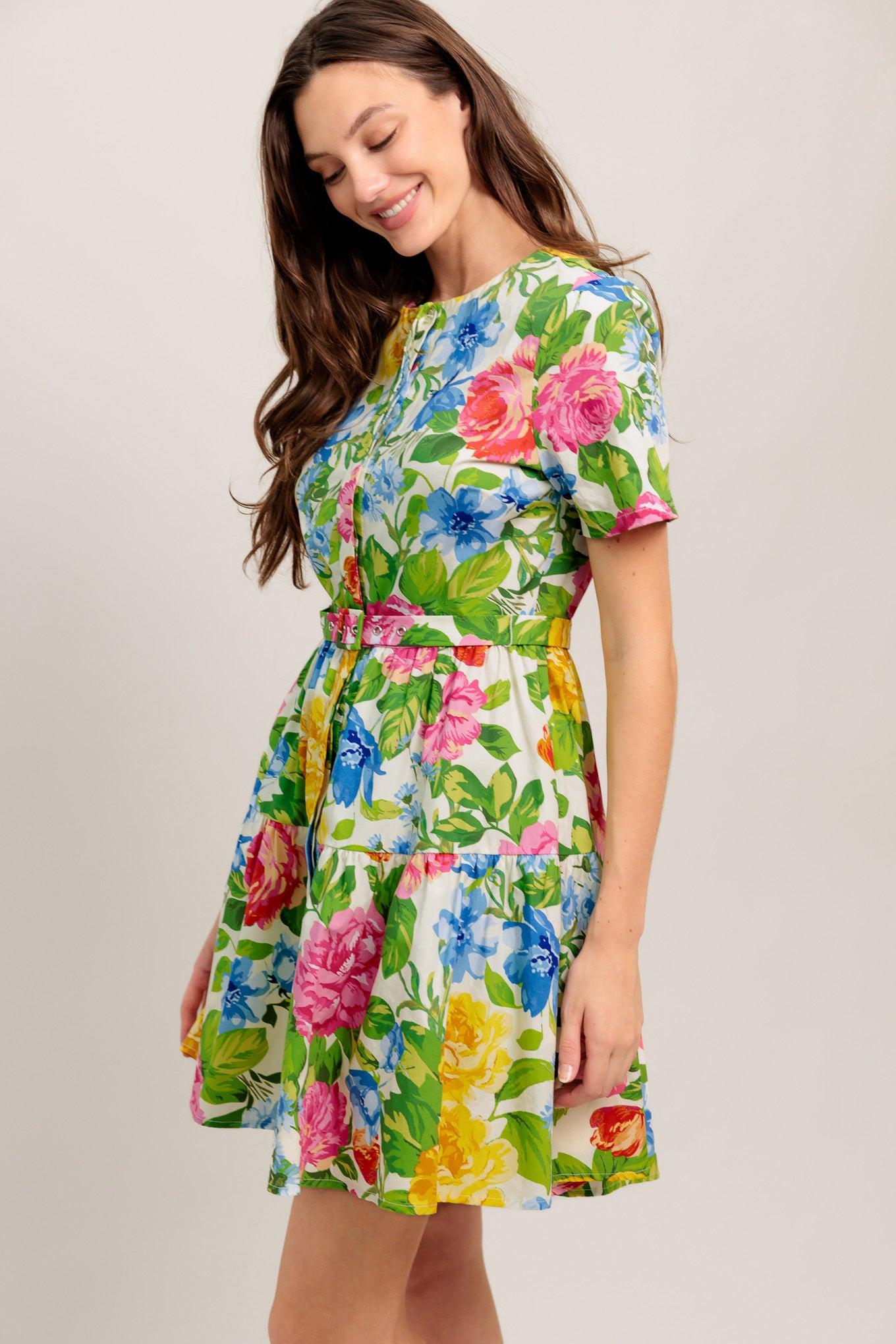 SUNSHINE IN FULL BLOOM WOVEN MINI DRESS Flying Tomato