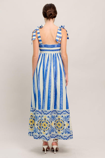 BLUE HORIZON BEAUTY WOVEN MIDI DRESS Flying Tomato
