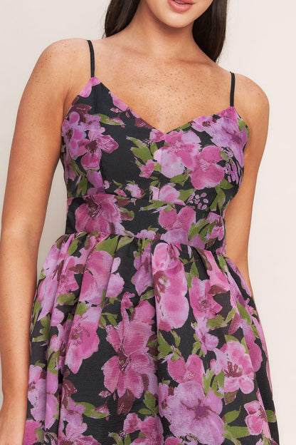 NIGHTFALL BLOSSOM WOVEN MIDI DRESS Flying Tomato