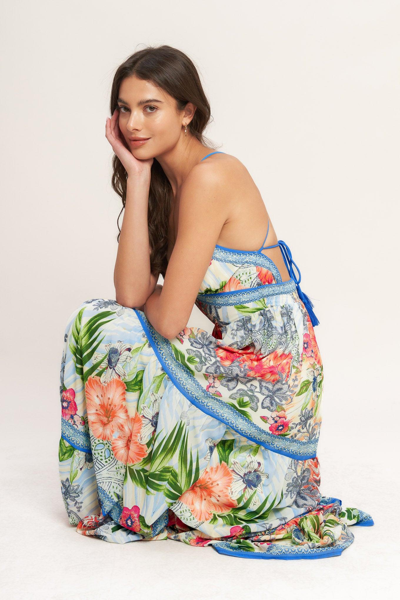 FRESH BOTANICAL SCALE WOVEN MAXI DRESS Flying Tomato