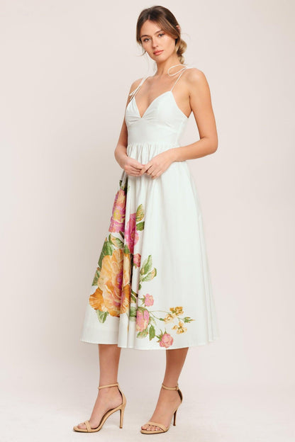 POETIC BLOOM WOVEN MIDI DRESS Flying Tomato