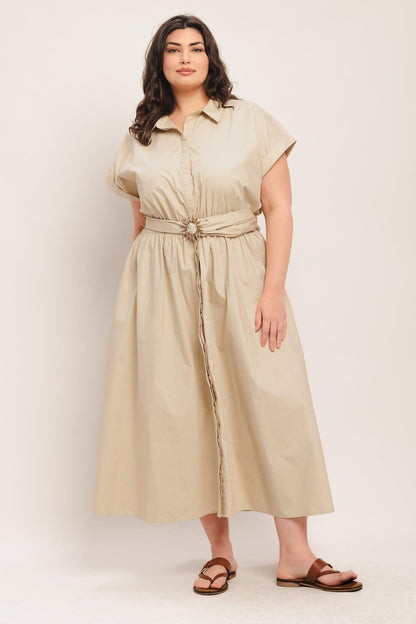 BARE ELEGANCE WOVEN MIDI DRESS Flying Tomato