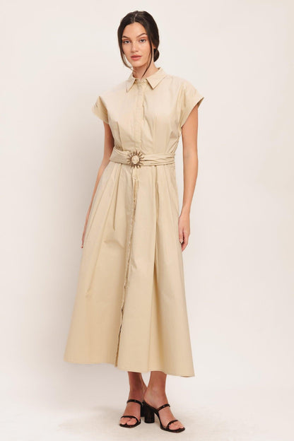 BARE ELEGANCE WOVEN MIDI DRESS Flying Tomato