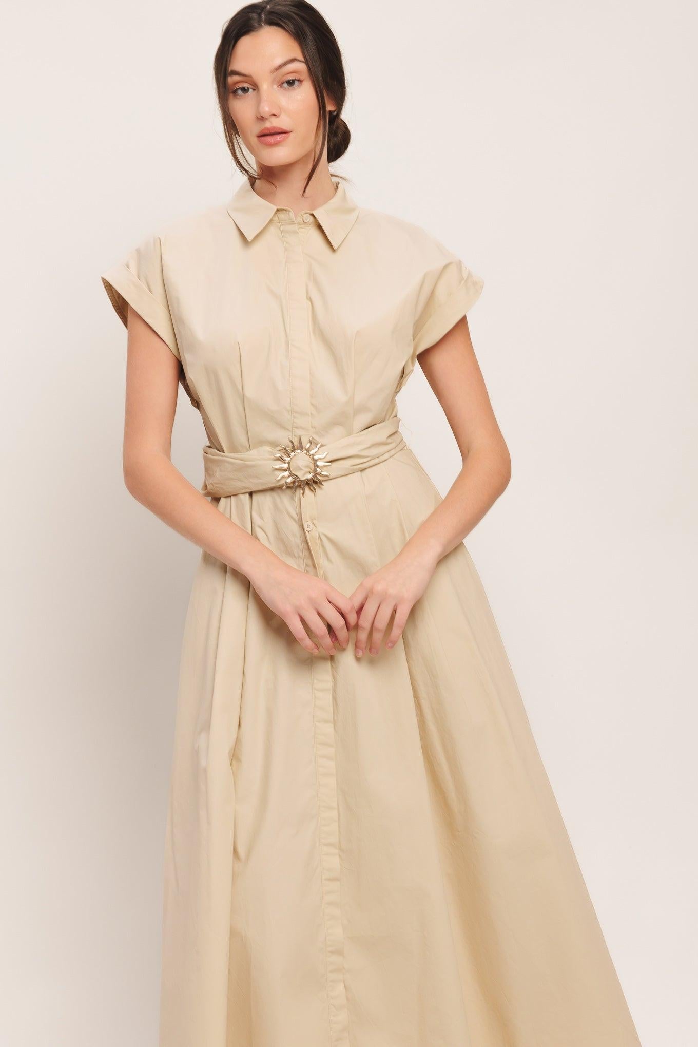 BARE ELEGANCE WOVEN MIDI DRESS Flying Tomato