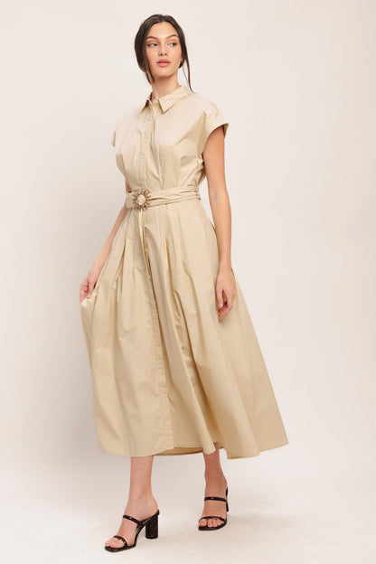BARE ELEGANCE WOVEN MIDI DRESS Flying Tomato