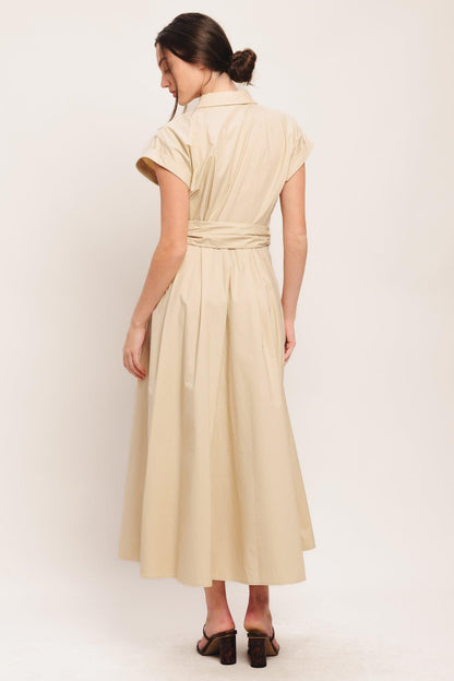 BARE ELEGANCE WOVEN MIDI DRESS Flying Tomato