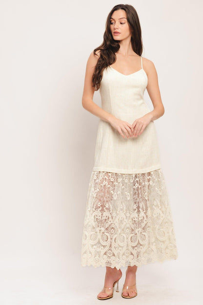 MILK PETAL WOVEN LACE MIDI DRESS Flying Tomato