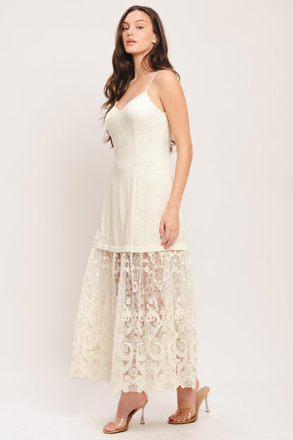 MILK PETAL WOVEN LACE MIDI DRESS Flying Tomato