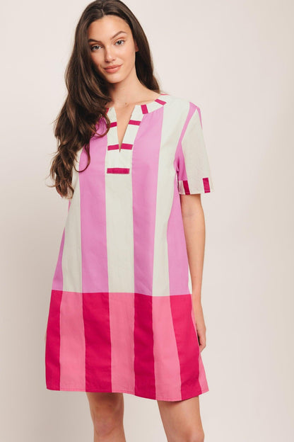 FRESH PINK WOVEN MINI DRESS Flying Tomato