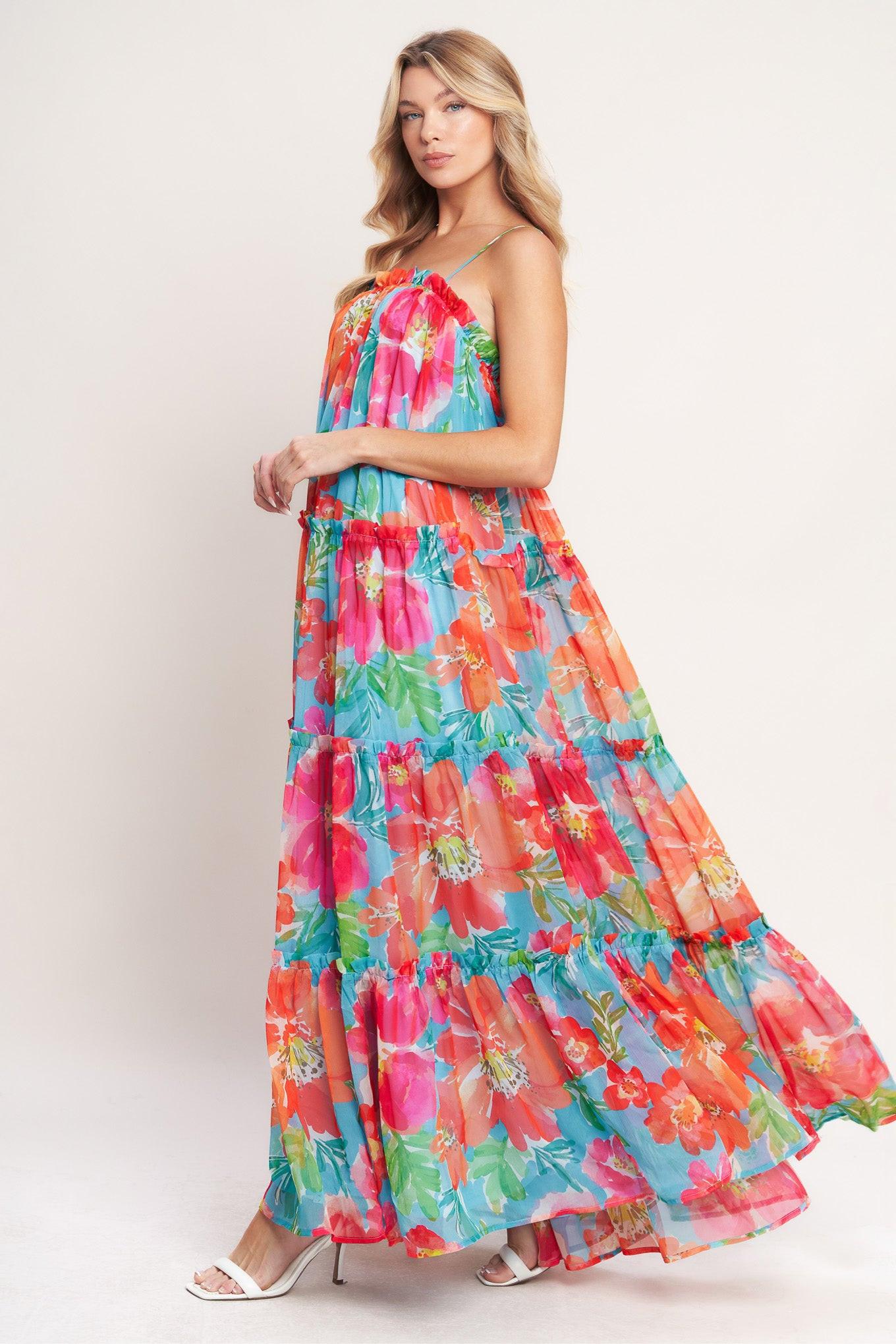 TROPICAL DAYDREAM WOVEN MAXI DRESS Flying Tomato