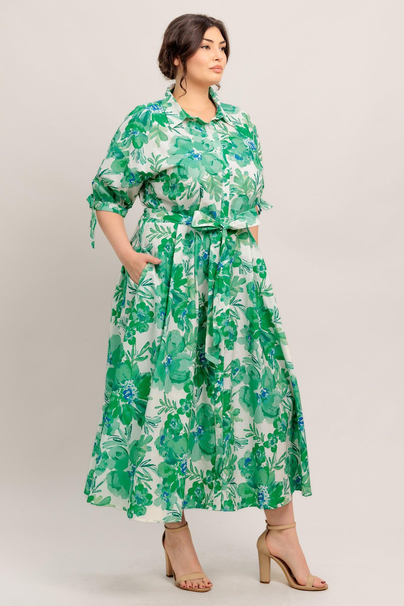 SIMPLY IN BLOOM WOVEN MIDI SHIRT DRESS Flying Tomato