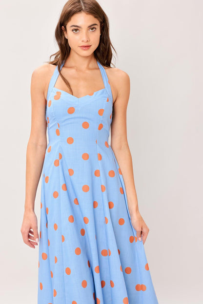 COTTON CANDY SKY DOT WOVEN MIDI DRESS Flying Tomato