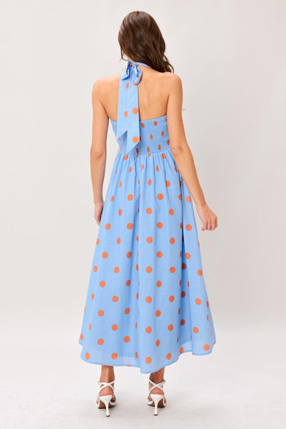 COTTON CANDY SKY DOT WOVEN MIDI DRESS Flying Tomato