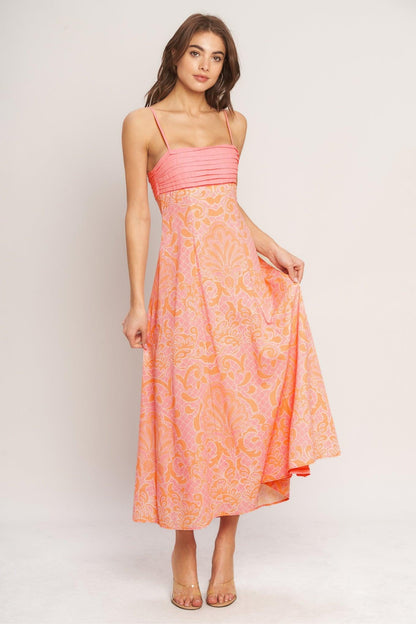 ISLAND SUNSET CHARM WOVEN MIDI DRESS Flying Tomato