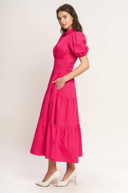 SUGAR CLOUD WOVEN MIDI DRESS Flying Tomato
