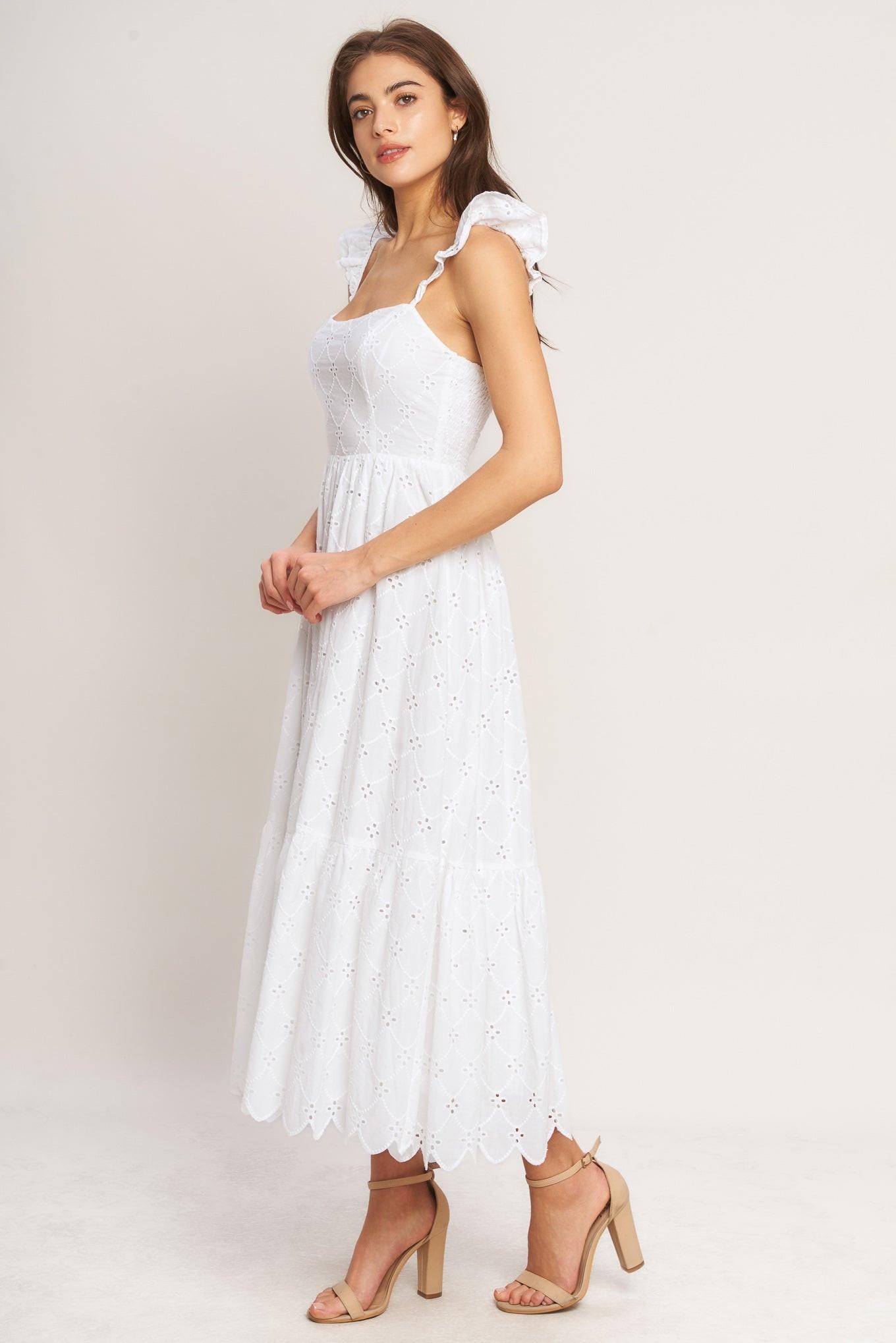 SWEET ESCAPE WOVEN EYELET MIDI DRESS Flying Tomato