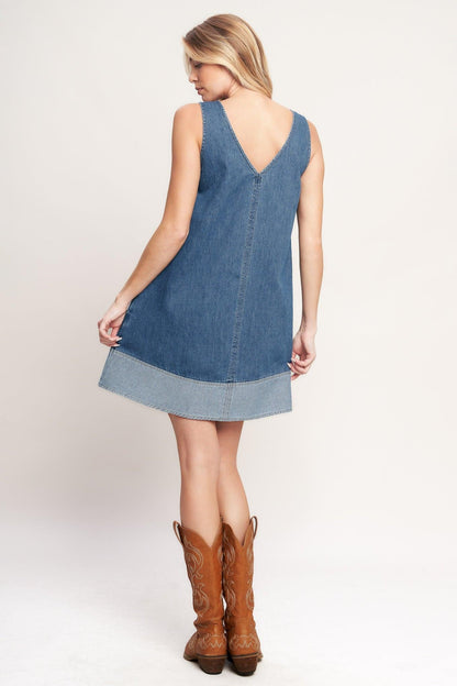 MAIN STREET DENIM MINI DRESS Flying Tomato