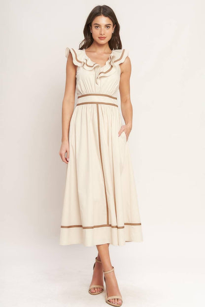 BREEZE CANVAS WOVEN MIDI DRESS Flying Tomato