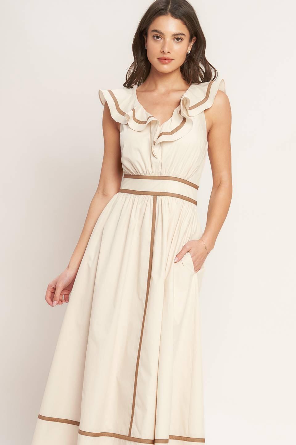 BREEZE CANVAS WOVEN MIDI DRESS Flying Tomato