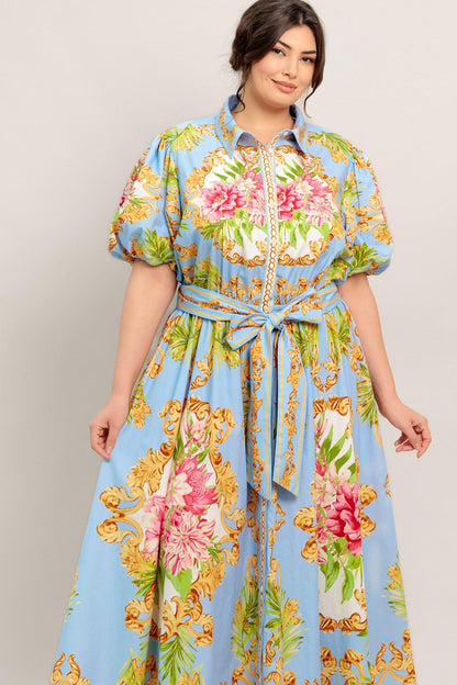 BLUE PALACE WOVEN MIDI DRESS Flying Tomato