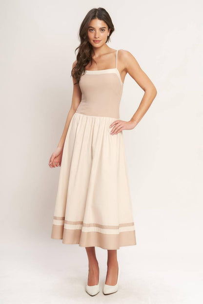 SPRING HARMONY COLOR BLOCKED MIDI DRESS Flying Tomato