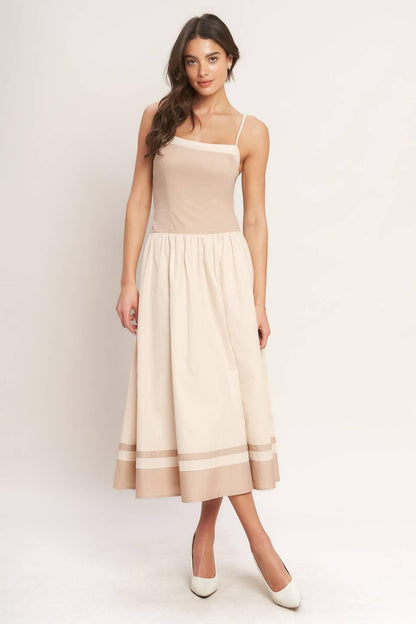 SPRING HARMONY COLOR BLOCKED MIDI DRESS Flying Tomato