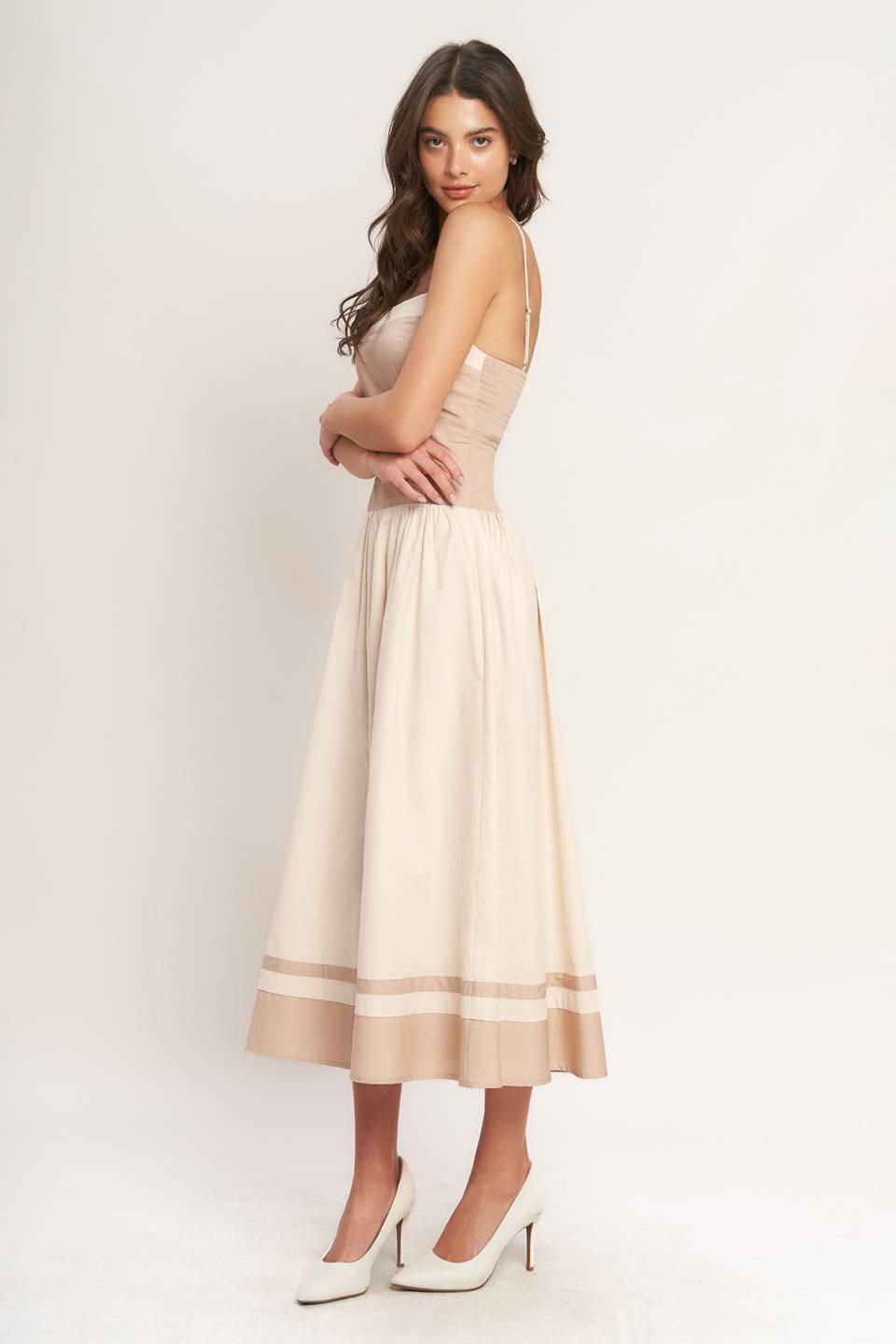 SPRING HARMONY COLOR BLOCKED MIDI DRESS Flying Tomato