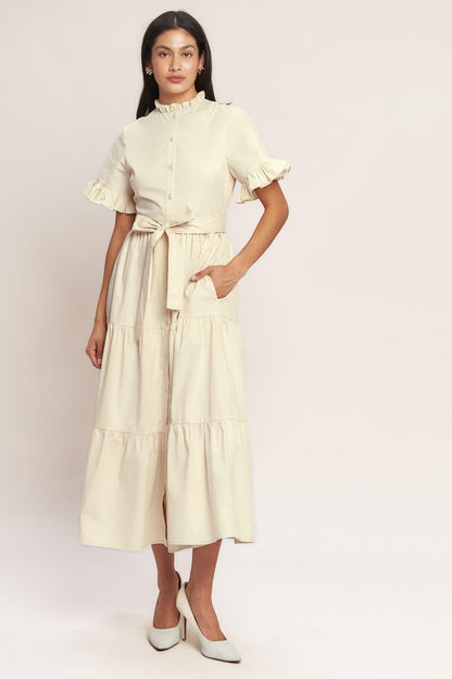 FEELS LIKE A COMPLIMENT WOVEN MIDI DRESS Flying Tomato