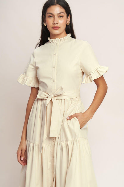 FEELS LIKE A COMPLIMENT WOVEN MIDI DRESS Flying Tomato