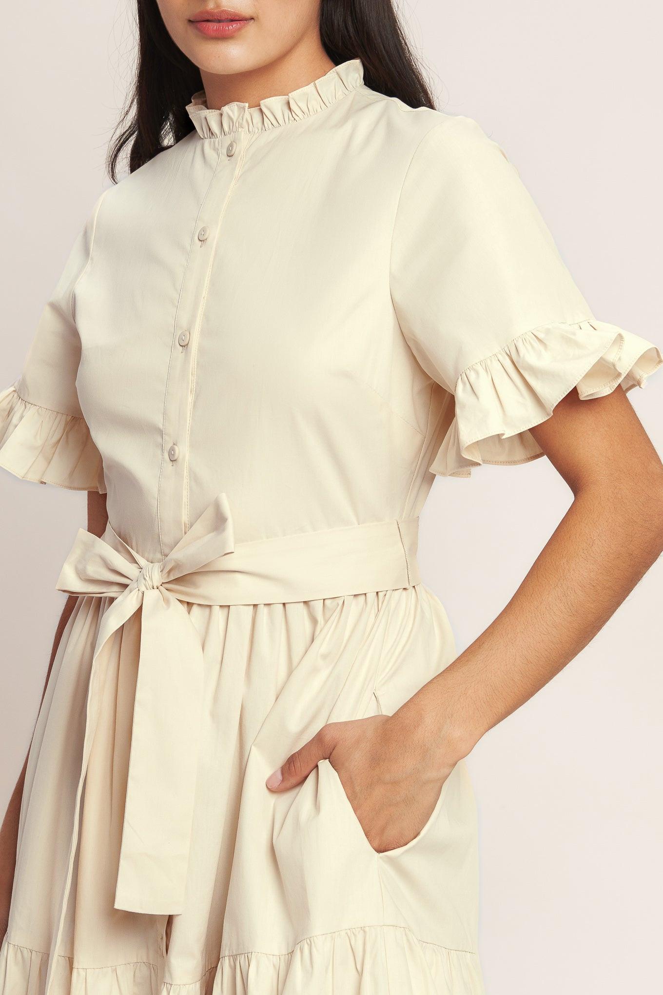 FEELS LIKE A COMPLIMENT WOVEN MIDI DRESS Flying Tomato