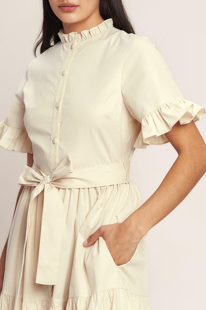 FEELS LIKE A COMPLIMENT WOVEN MIDI DRESS Flying Tomato