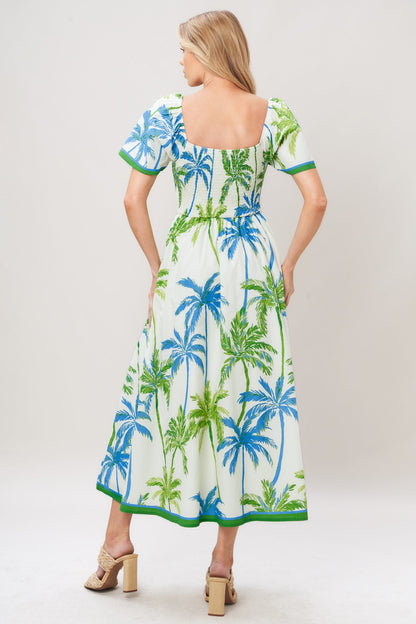 PALM ESCAPADE WOVEN MIDI DRESS Flying Tomato