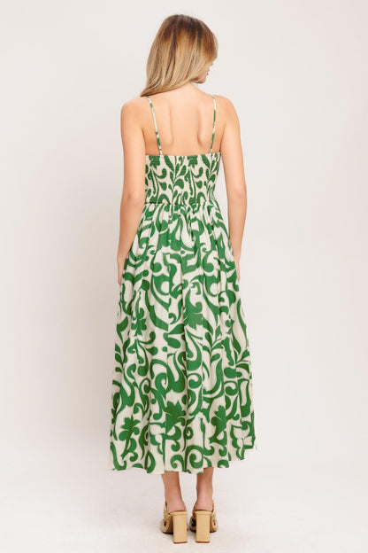 ART NOUVEAU FLORAL WOVEN MIDI DRESS Flying Tomato