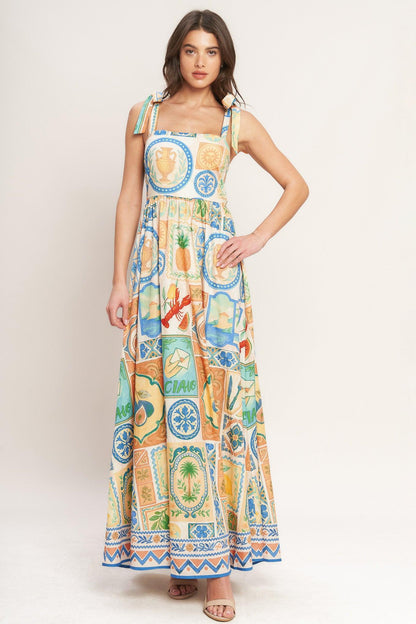 AMALFI POSTCARD WOVEN MAXI DRESS Flying Tomato
