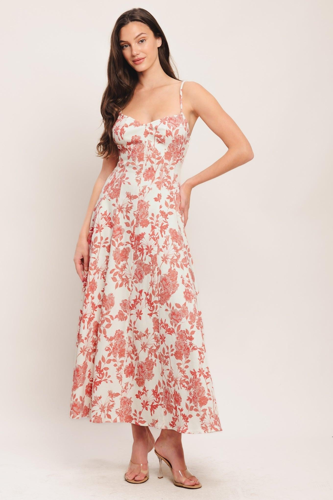 FLORAL HAZE WOVEN MIDI DRESS Flying Tomato