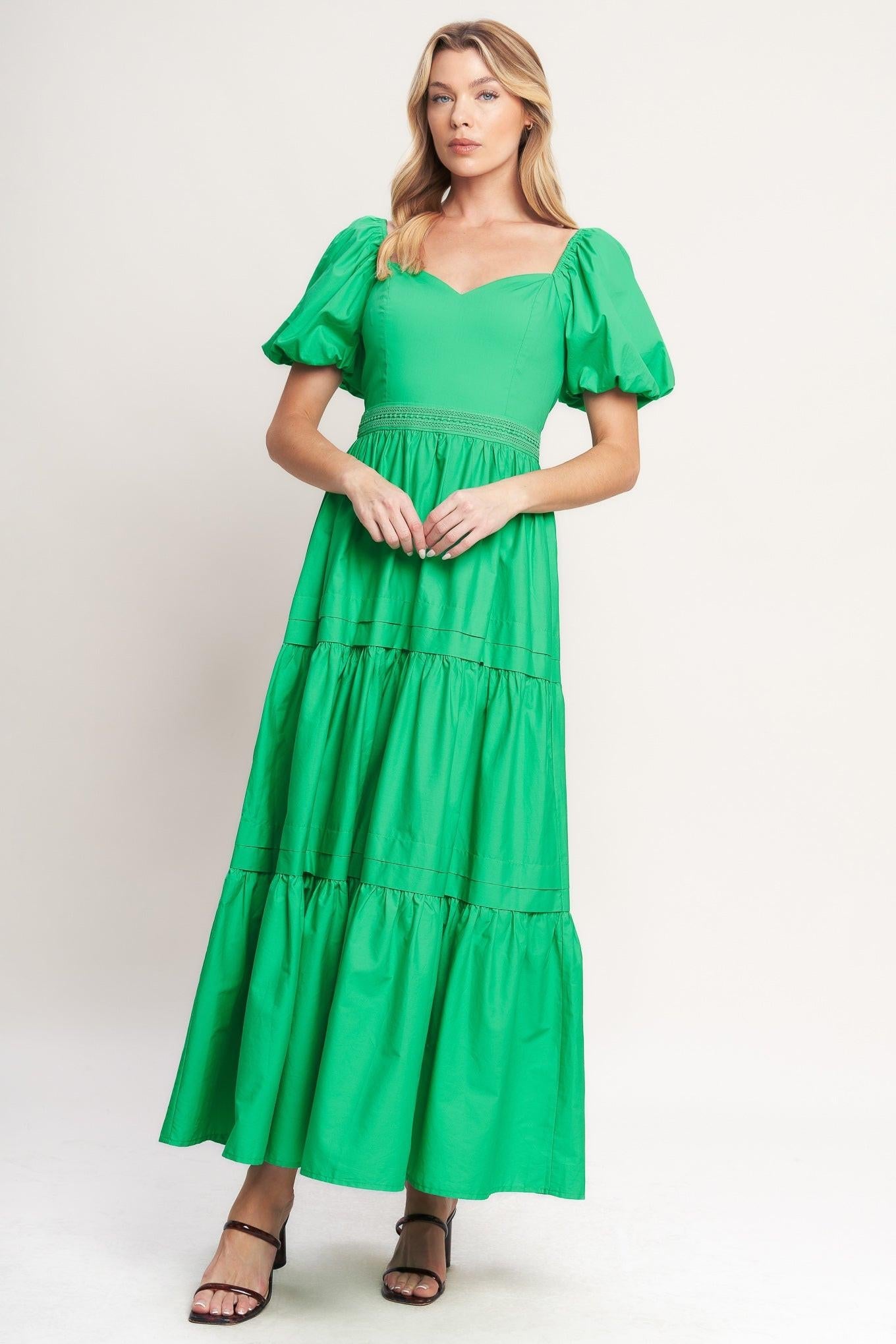 SWEET VERDANT WOVEN MAXI DRESS Flying Tomato